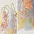 5-Light French Colored Glass Chandelier, 22-Piece Artistic Glass Pendant Light with Tri-Color Dimmable Bulbs
