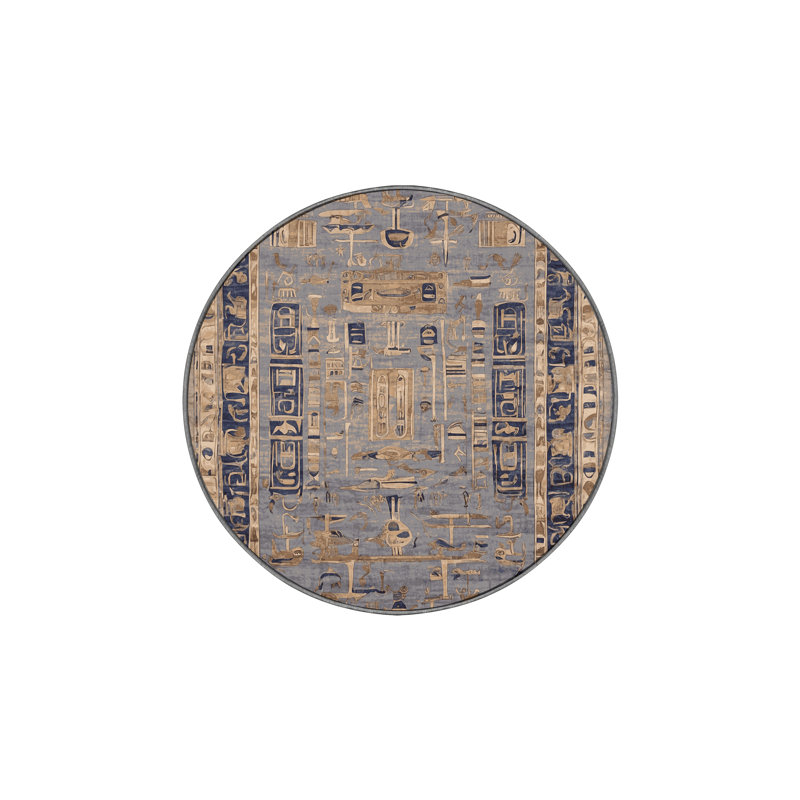 Tapis gris lavable à la machine, Rond 7 pi