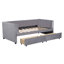 Twin Size Upholstered Daybed With Ergonomic Design Backrest And 2 Drawers, Grey
