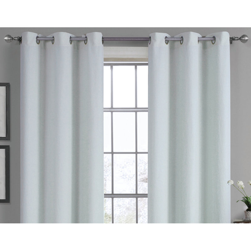 Simoes Solid Semi-Sheer Single Curtain Panel, Gray