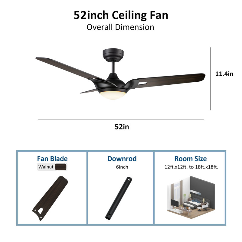 Ventilateur de plafond 52 po avec lumières DEL Gailyn