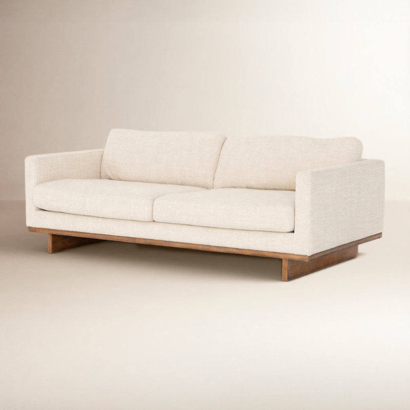 Menades Upholstered 84'' Sofa, Irving Taupe, Antique Cocoa
