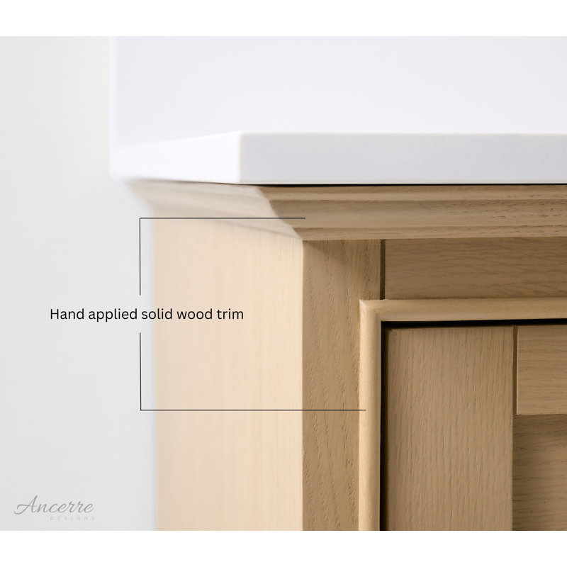 Audrey 48'' W Single Vanity, Oak/Rose Gold, Pure White Quartz