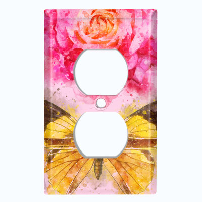 Plaque murale murale 1 sortie Flower Rose Butterfly