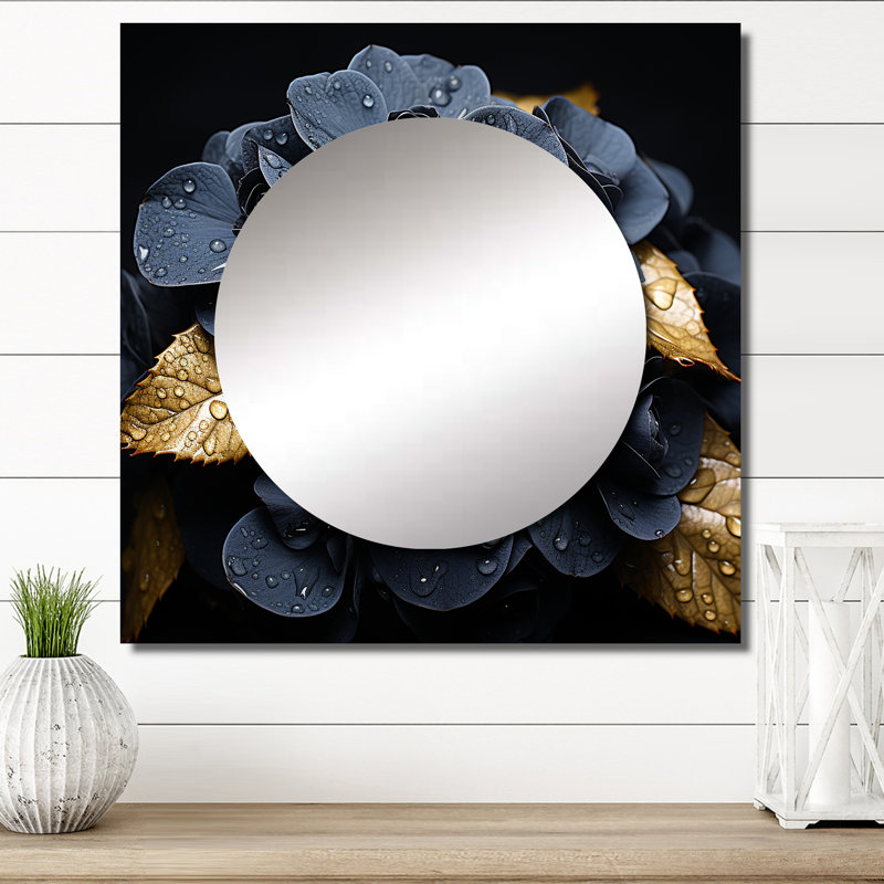 Miroir carré Mellor - Noir Allure Hydrangea I, 23 po x 23 po