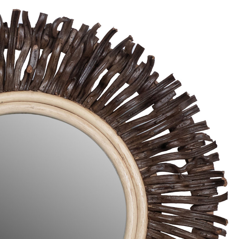 Rattan Round Starburst Mirror, Brown