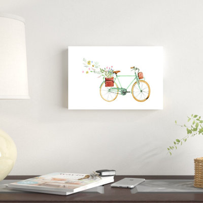 Vélo transportant des fleurs - reproduction d'art sur toile tendue
