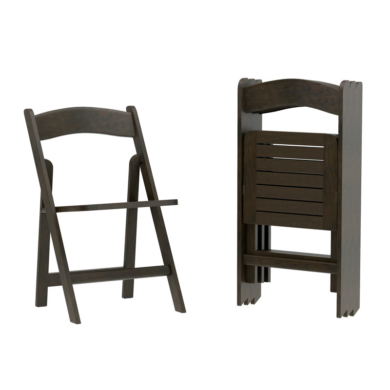 Chaise pliante portative en bois massif de qualité commerciale Ris, Brun