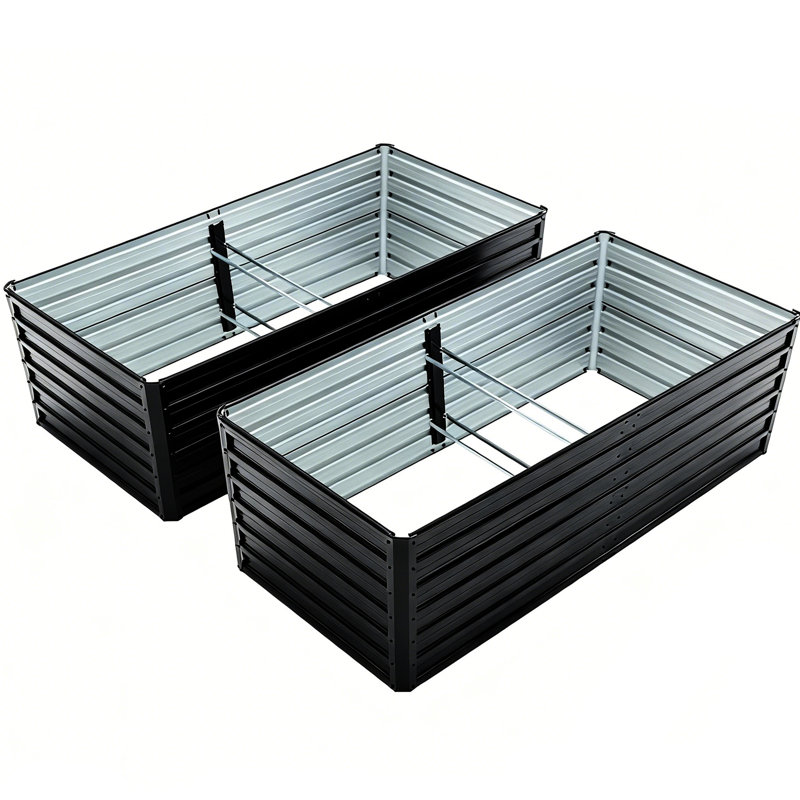 2 pots à fleurs en métal galvanisé 6 x 3 x 2 pi pour le jardinage de légumes et de fleurs à l'extérieur, renforcés avec 4 barres de support