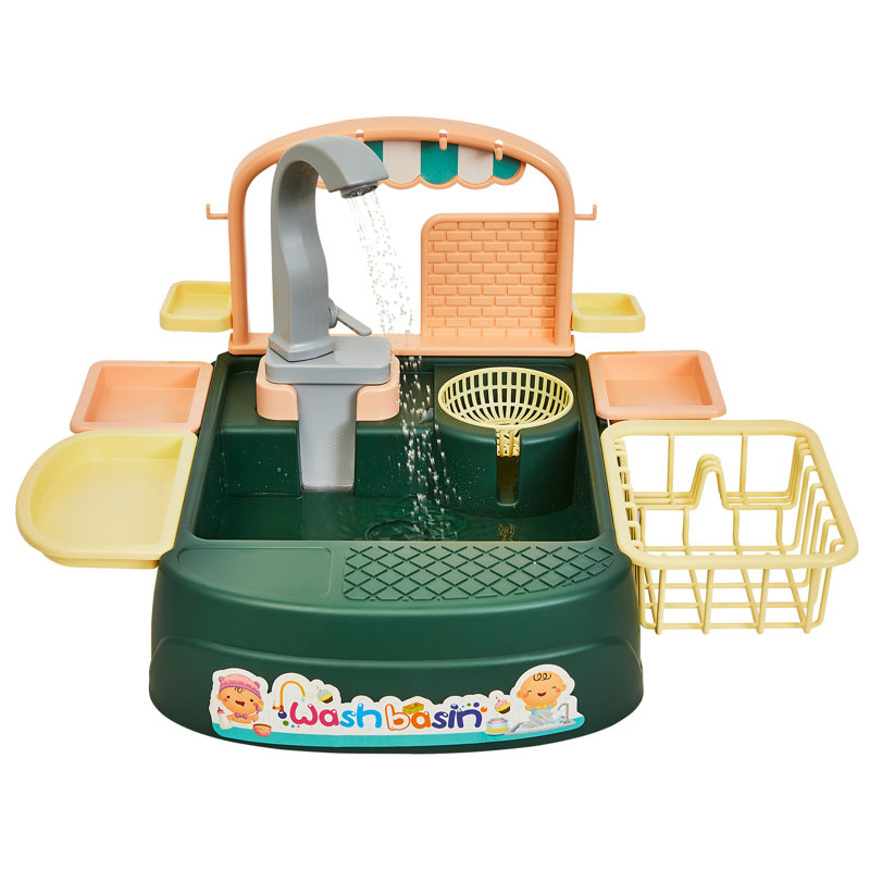Play Kitchen Set for Kids – Functional Sink Water Toy with Automatic Cycling System – Dishwashing Playset with Fun Accessories by Hey Play
