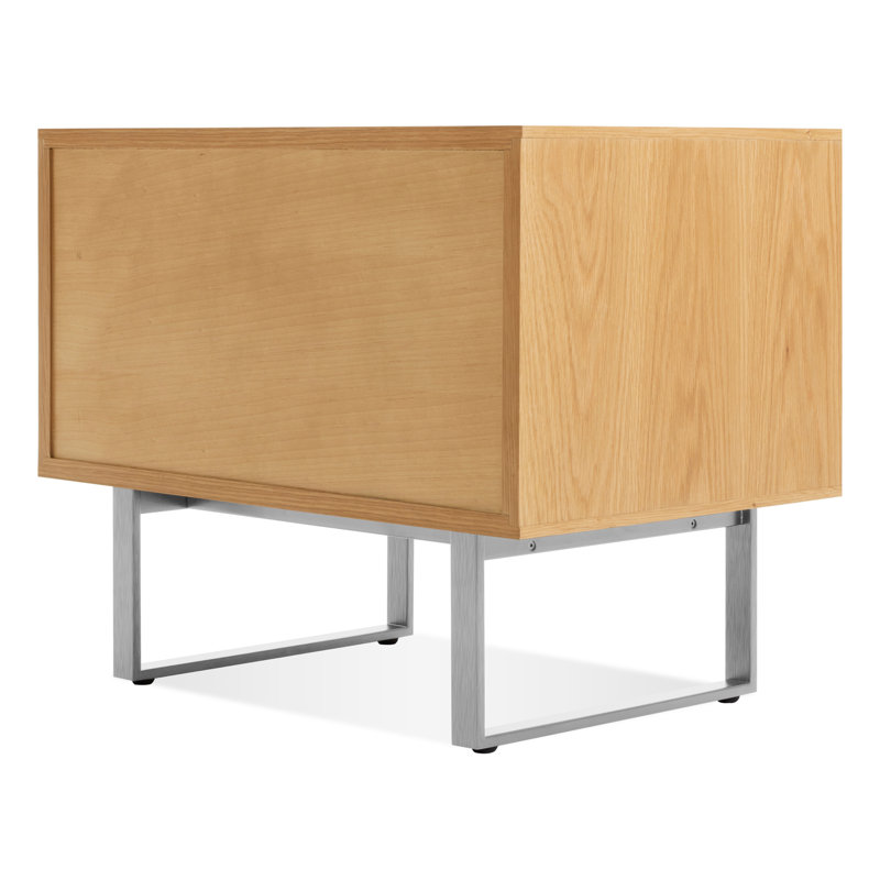 Series 11 2 - Drawer Nightstand, Silver/White Oak