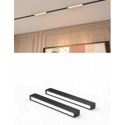 SCON Lot de 2 projecteurs magnétiques sur rail, lampe DEL 24 V 15 W pour éclairage sur rail, projecteur linéaire à intensité variable, température de couleur réglable 3000 K/4000 K/6000 K, pour éclairage de plafond