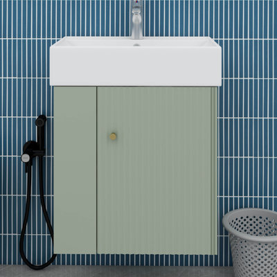 Meuble-lavabo flottant 21,6 po avec lavabo, rangement ouvert à gauche
