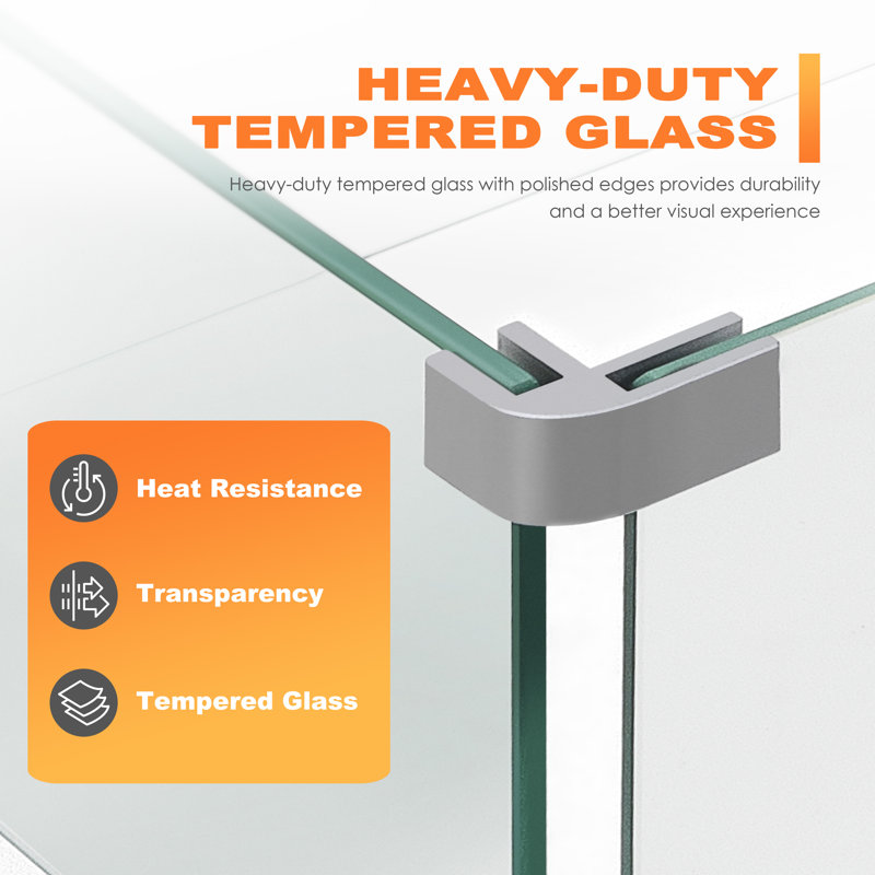Rectangular Transparent Tempered Glass Fire Pit Wind Guard