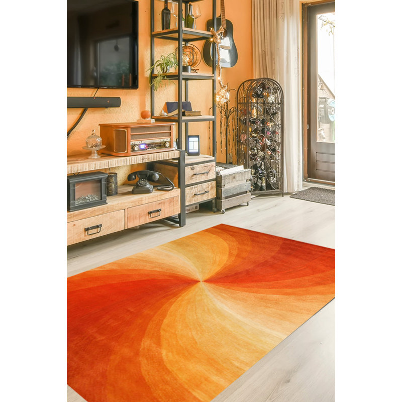 Tapis rouge touffeté à la main Nauvoo, Rectangulaire 4 pi x 6 pi