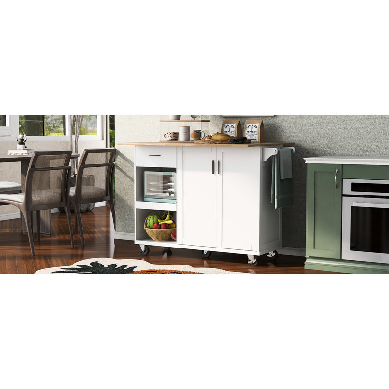 Chariot de rangement de luxe avec porte-serviettes - Comptoir pliable et options pour îlot de cuisine blanc