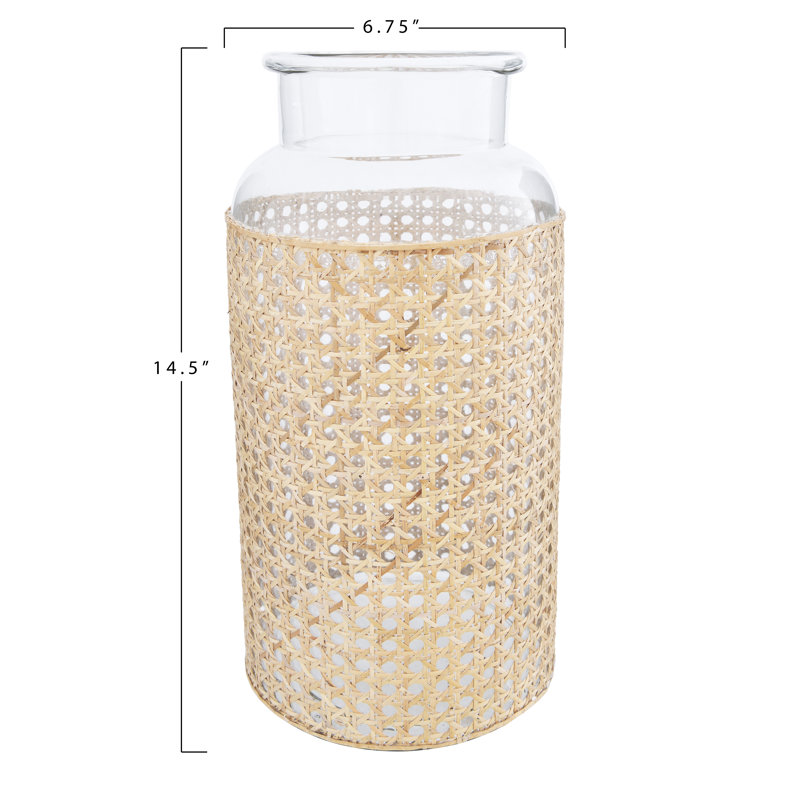 Renaldi Table Vase, 14.5" H x 6.75" W x 6.75" D, Beige