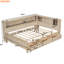 Lit de jour en bois pleine grandeur avec tablette de rangement et 3 tiroirs, apparence de lait blanc antique, solide pour une durabilité accrue-1846694857