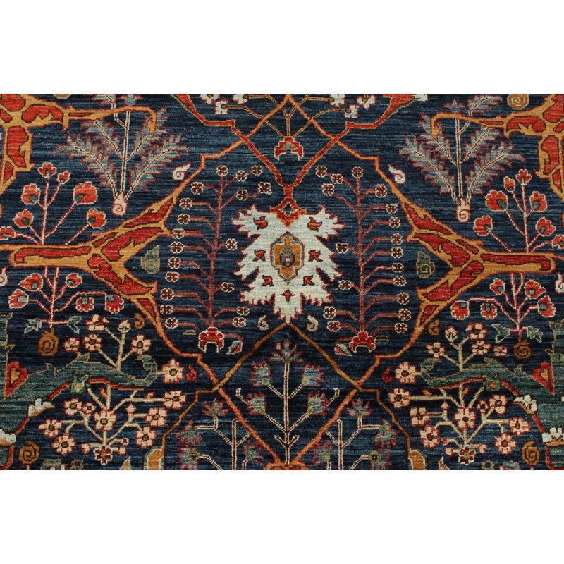 Tapis bleu marine et multicolore 4 x 6
