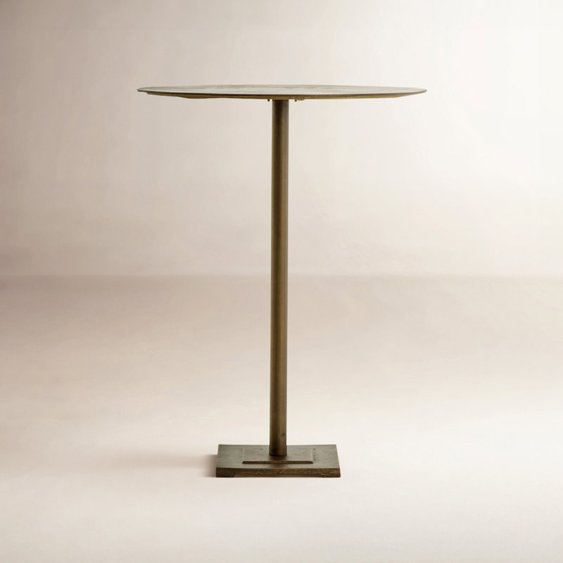 Fannin Round Dining Table, Acid Etched Aged Brass, 41.5" H x 32" L x 32" W