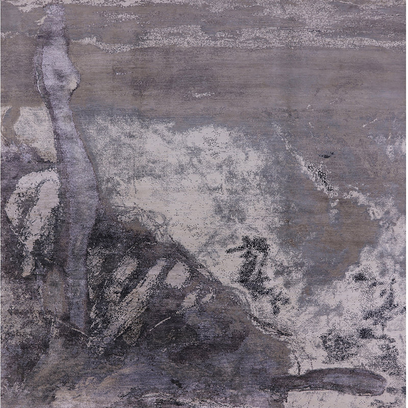 Tapis gris/ivoire, Carré 6 pi