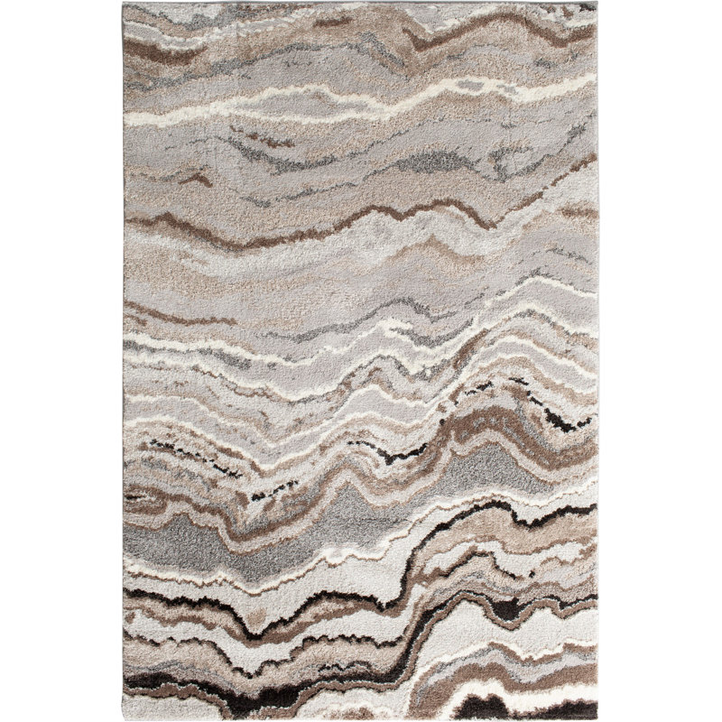 Orren Ellis Textures Phlyntom Gray Area Rug, Rectangle 5' x 7'6"