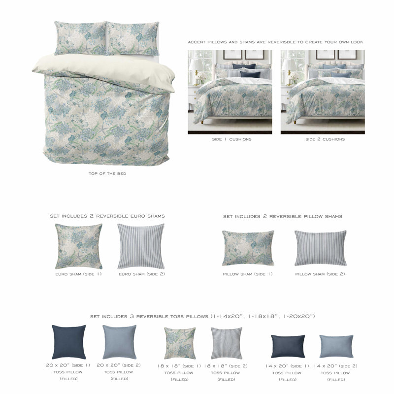 Under The Sea  Ocean Cotton Coverlet Set, California King Coverlet + 7 Additional Pieces