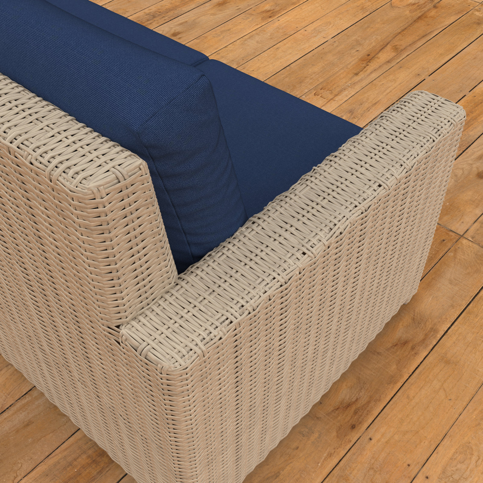 Henri Outdoor Patio Sectional With Sunbrella Cushions, Canvas Navy