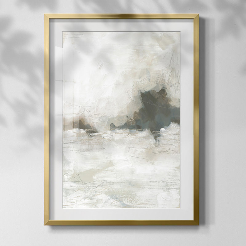 Horizon Break II - reproduction de cadre photo unique, H 20 po x l 16 po, Papier encadré doré, Blanc