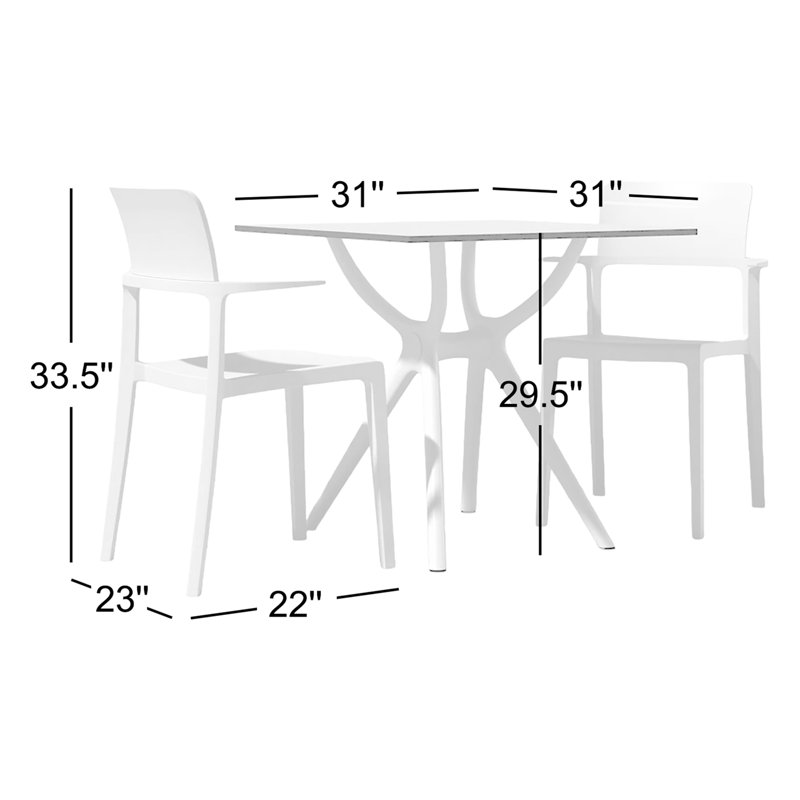 Ensemble bistro long pour 2 personnes 31,5 po Farrah Square