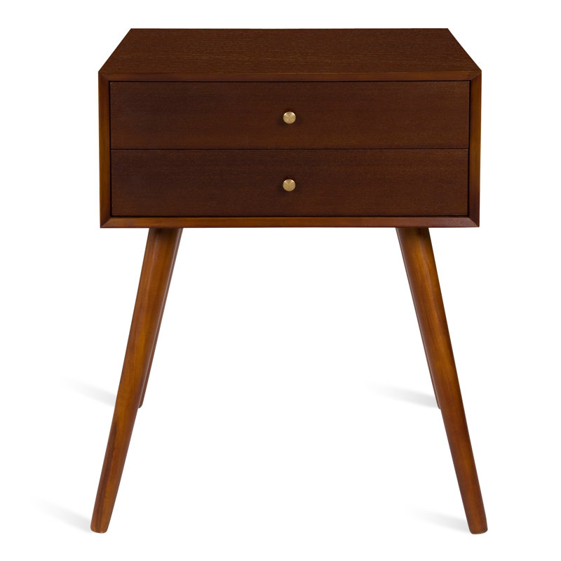 Table de chevet 2 tiroirs Ottman, Brun