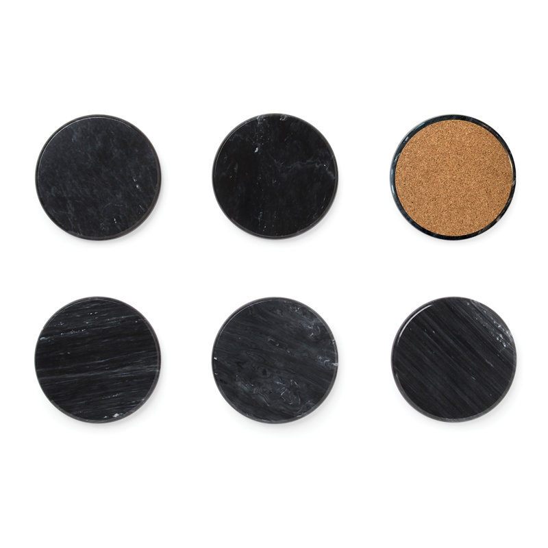 Marble Round 6 Piece Coaster Set