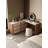 Versatile Saddle Leather & Slate Top Dressing Table with Adjustable LED Mirror - Extendable, Left/Right or L-Shaped Installation