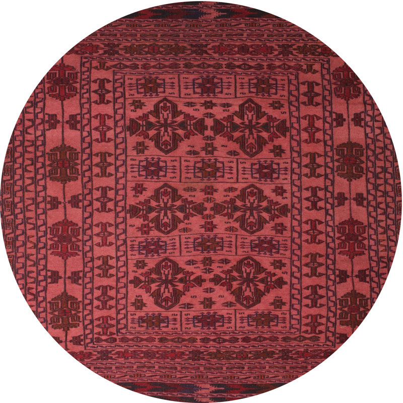 Tapis oriental multicolore tissé à la machine Oriental, Rond 6 pi