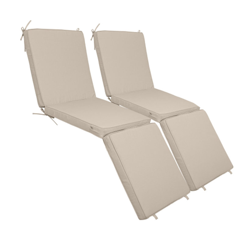Outdoor Chaise Lounge Cushions Set Of 2 With Hook & Loop Fasteners, Tri-fold Replacement Cushions For Patio Furniture, Water Resistant