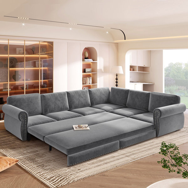 Latitude Run 118" Oversized Convertible Sleeper Sofa ( Incomplete 1 BOX ONLY)