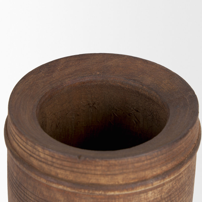Arvind Wood Table Vase, 9" H x 4.75" W x 4.75" D