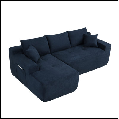 Upholstered Sectional Couch with L-Shape Chaise and Deep Seat