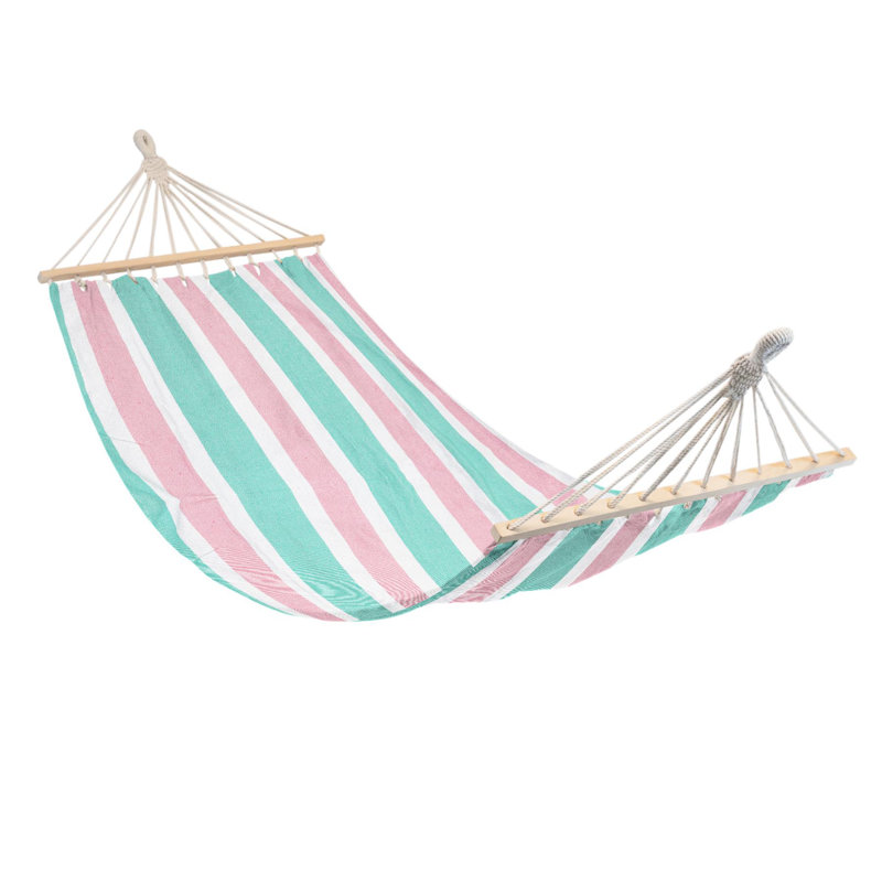 Cotton Camping Hammock with Stand, Pink/Green