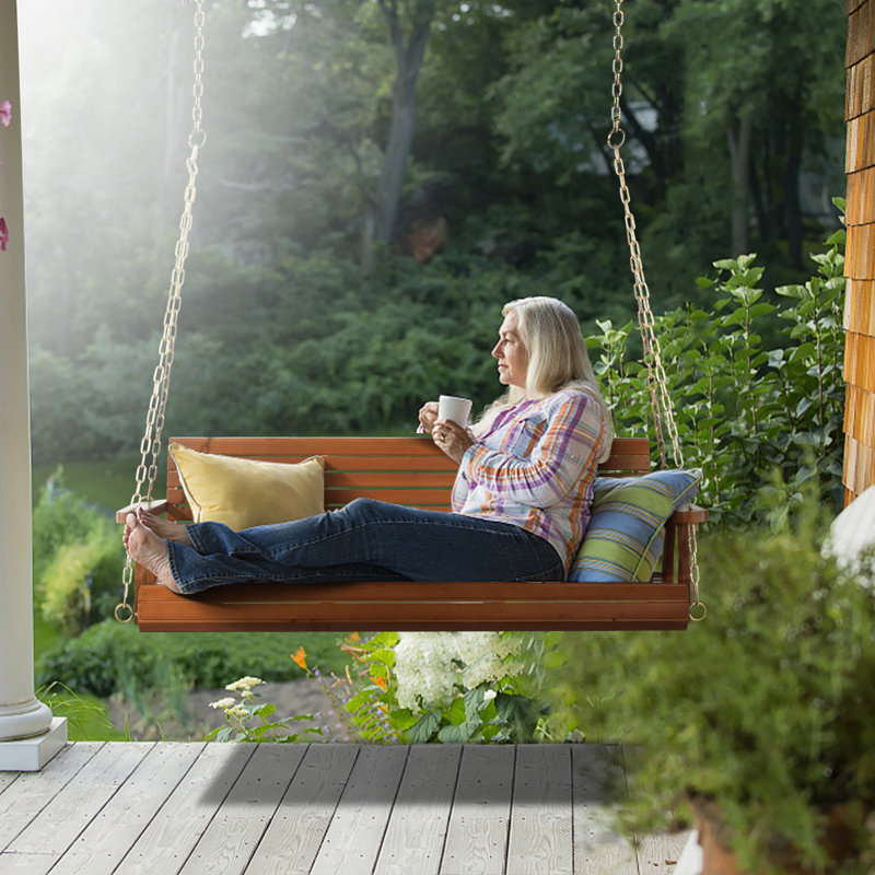 Katheryn 3 Person Porch Swing, Brown