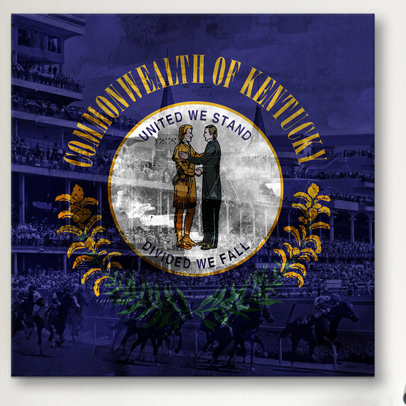 Drapeau du Kentucky, Derby du Kentucky avec papier aquarelle - reproduction, H 37 po x l 37 po x P 1,5 po