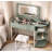 Dressing table ,Vanity Desk with Flip-Top Mirror and Lights – 2-in-1 Makeup Vanity & Writing Desk with Drawer, 4-Tier Storage Shelves, and Built-in Charging Station-139023198