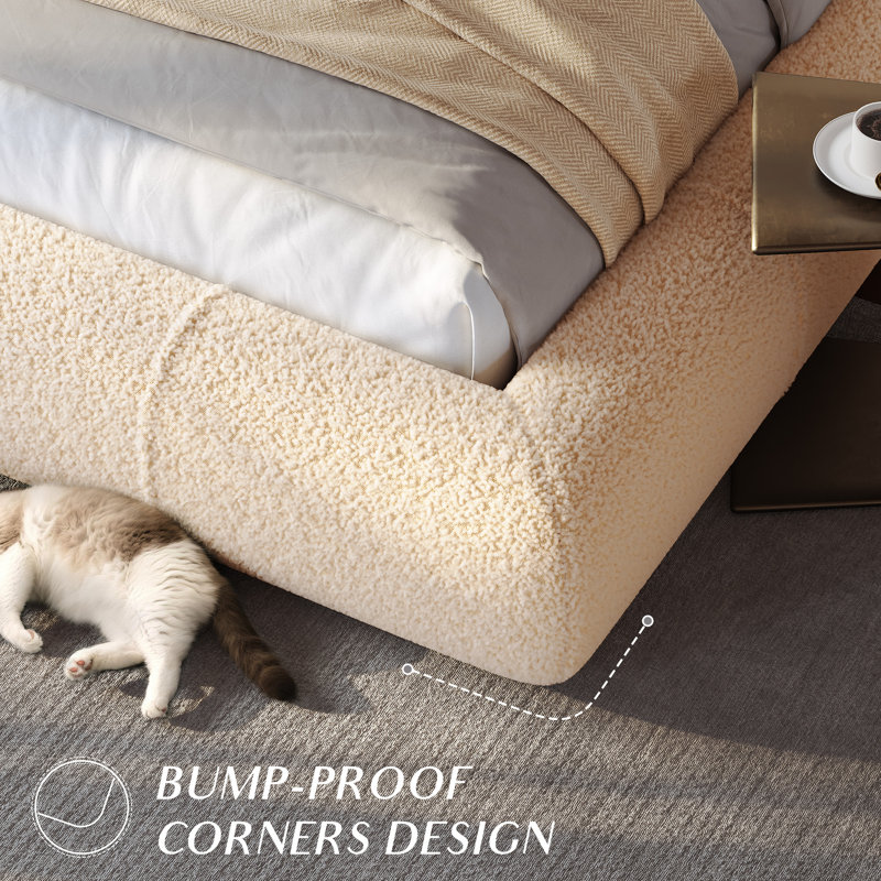  Lit de nuage doux, cadre de lit plateforme tapissier avec coins arrondis anti-collision pour la chambre à coucher