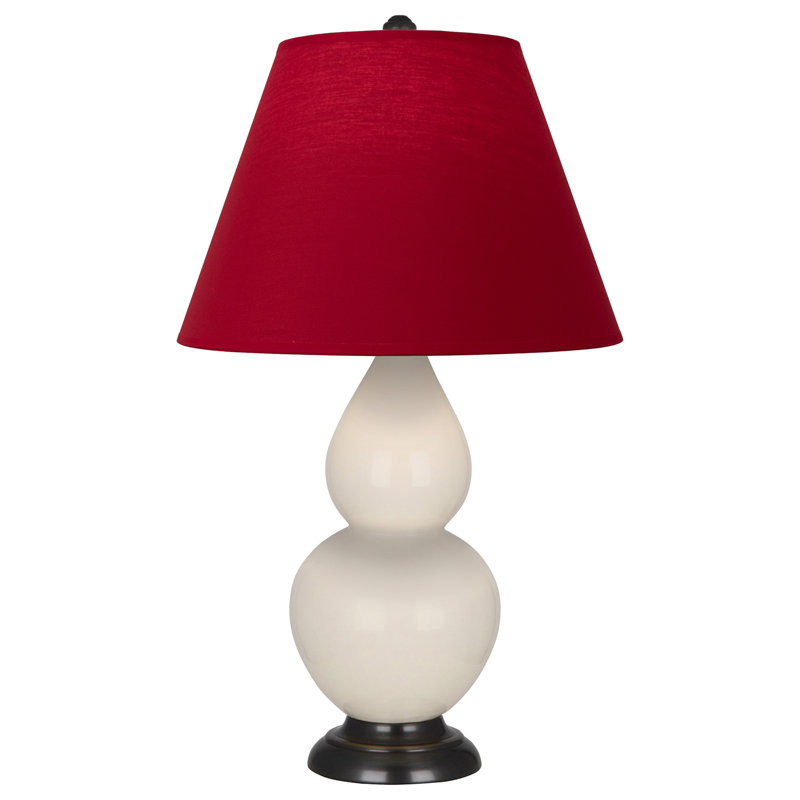 Small Double Gourd Accent Lamp - Sangria, Deep Patina Bronze - Lavender, Plum Shade, Cream/Bronze, Navy/Gray