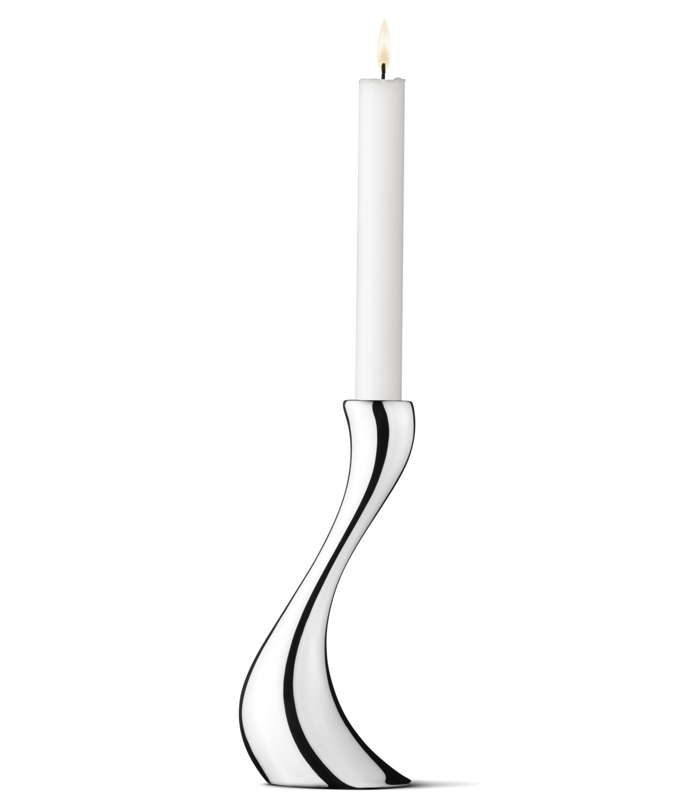 Cobra Stainless Steel Candlestick, Stainless Steel, 6.3" H x 2.95" W x 3.35" D