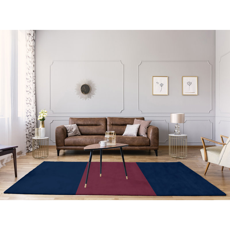 Tapis bleu marine/vin rayé, Rectangle 9 pi x 12 pi