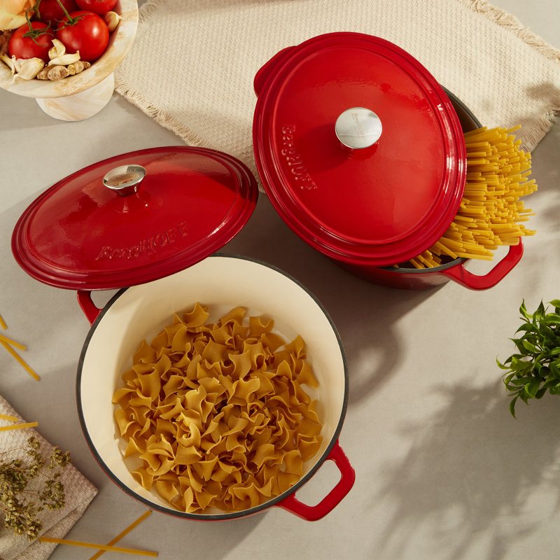 Ensemble de 4 pièces de batterie de cuisine en fonte BergHOFF Neo, 5 et 7 chopines, rouge, Rouge