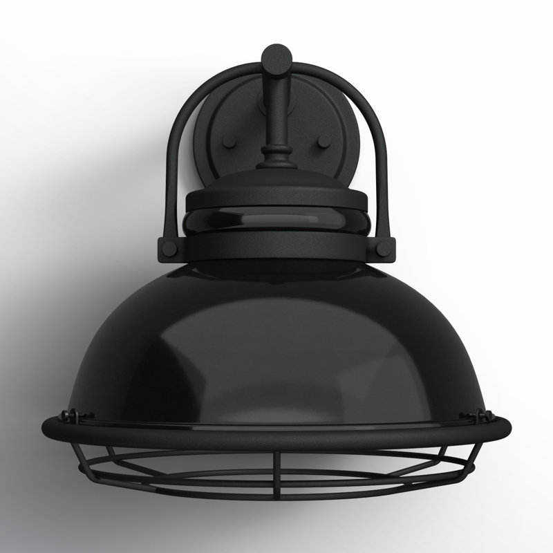 Ankur Steel Wall Light, Black, 12" H x 12" W x 13" D, Gloss Black/Silver