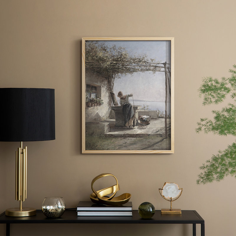 «Vintage Landscape Cxxi», reproduction encadrée - bois massif, Naturel, H 21 po x l 17 po