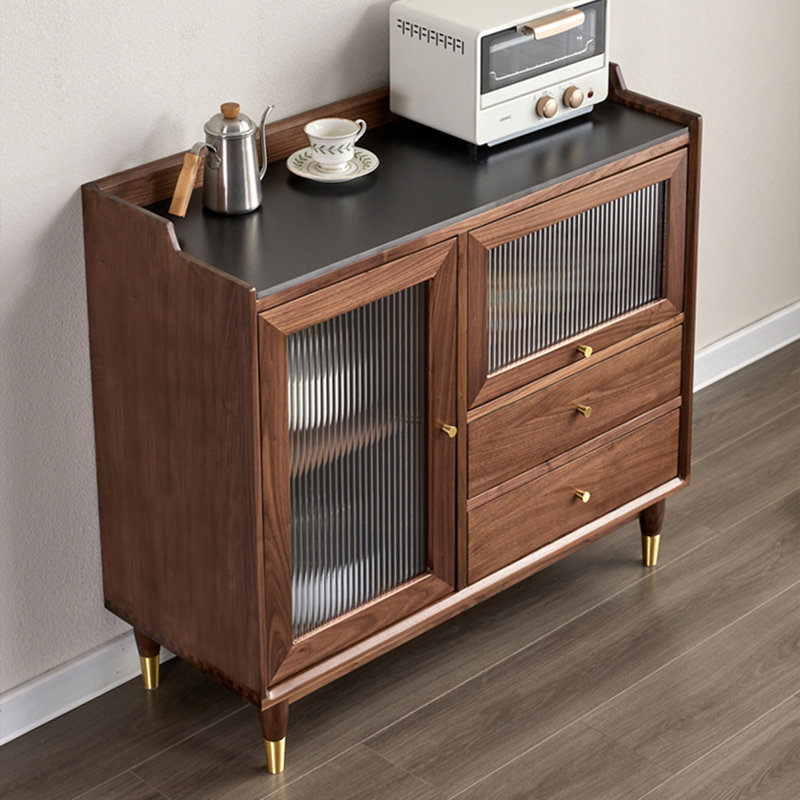 Walnut Solid Wood Sideboard, 35.43" H x 39.37" W x 15.75" D
